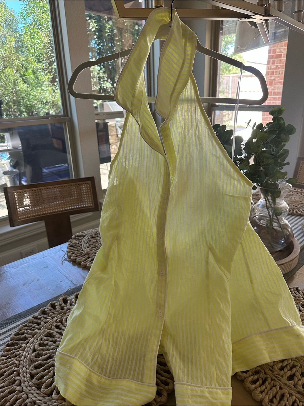 Lightweight Yellow and white stripe halter with collar